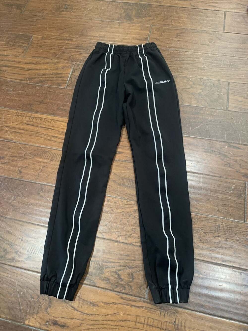 MISBHV Black Track Pants with White Side Stripes Size XS